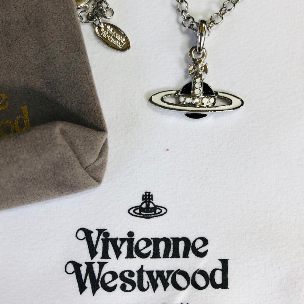 Vivienne Westwood Saturn orb black necklace